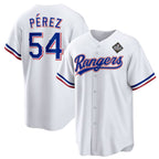 Texas Rangers #54 Mart¨ªn P¨¦rez White BFRAILEY 2023 World Series Stitched Jersey