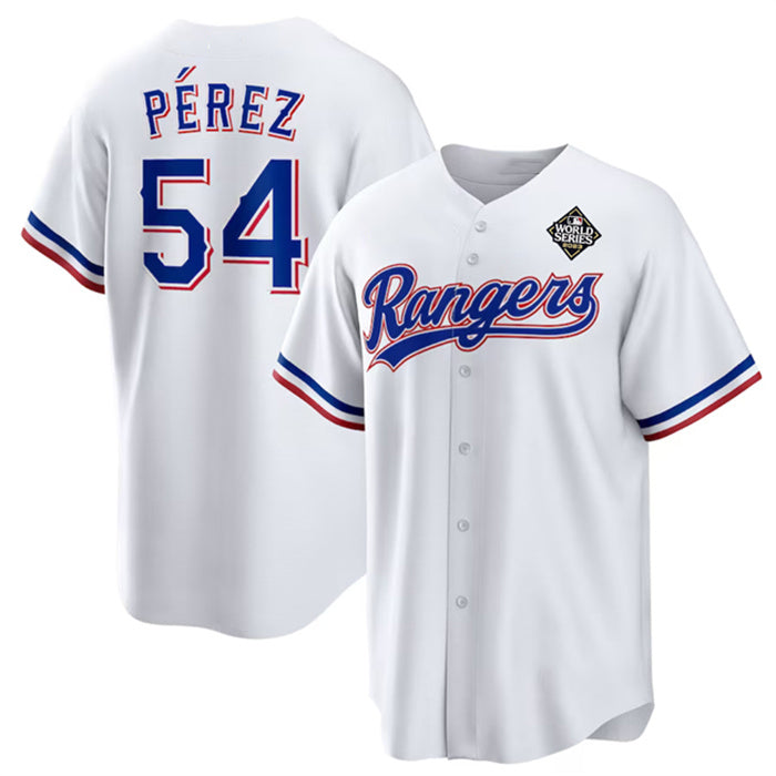 Texas Rangers #54 Mart¨ªn P¨¦rez White BFRAILEY 2023 World Series Stitched Jersey