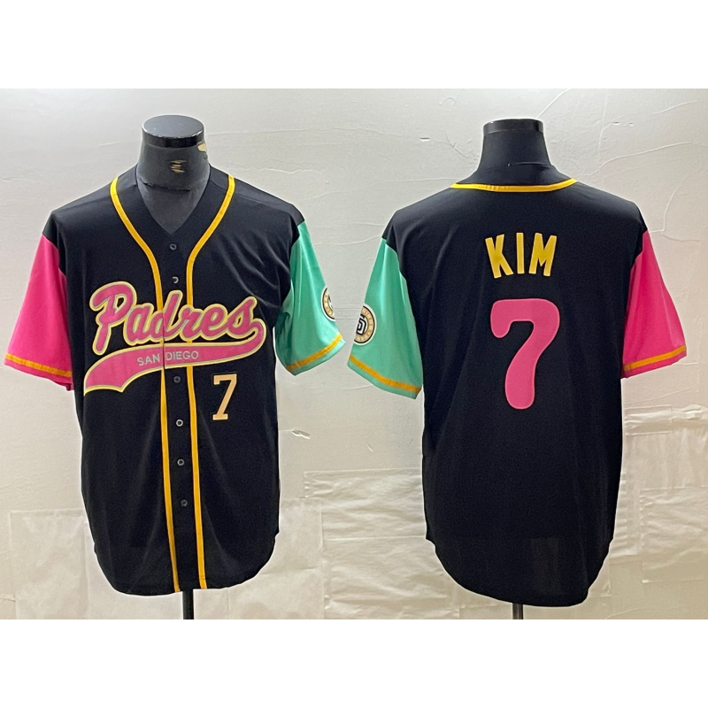 San Diego Padres #7 Ha Seong Kim Number Black BFRAILEY NEW 2023 City Connect Cool Base Stitched Jersey