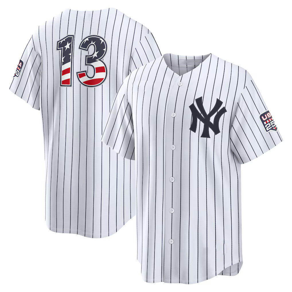 New York Yankees #13 Jazz Chisholm Jr. USA 250 Fourth of July Home Stadium Jersey - White BFRAILEY