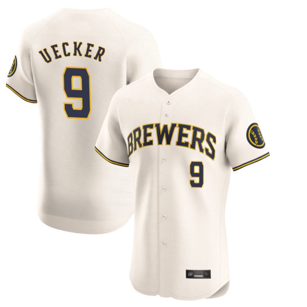 Milwaukee Brewers #9 Bob Uecker Player Cream BFRAILEY Home Limited Elite Stitched Jerseys