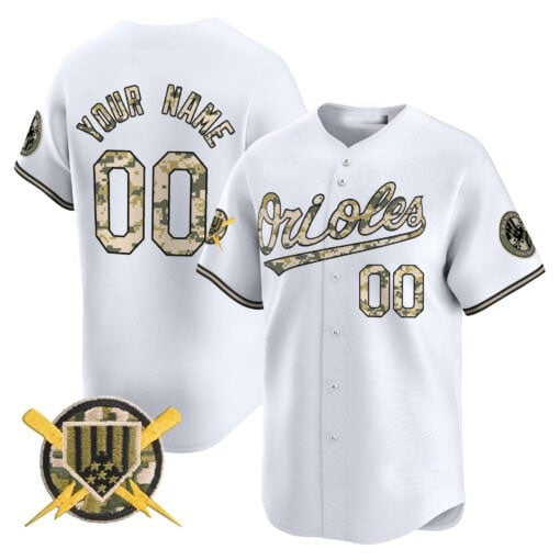 Custom Baltimore Orioles Armed Forces Day Vapor Premier Limited Jersey ¨C White BFRAILEY