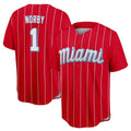 Miami Marlins #1 Connor Norby Player Red BFRAILEY City Connect Home Game Stitched Jerseys