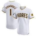 San Diego Padres #1 Tony Fern¨¢ndez White BFRAILEY Home Elite Sponsor Patch Player Jersey