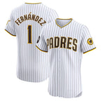 San Diego Padres #1 Tony Fern¨¢ndez White BFRAILEY Home Elite Sponsor Patch Player Jersey