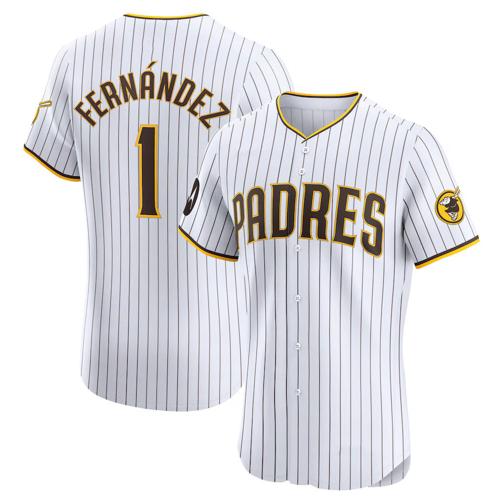 San Diego Padres #1 Tony Fern¨¢ndez White BFRAILEY Home Elite Sponsor Patch Player Jersey