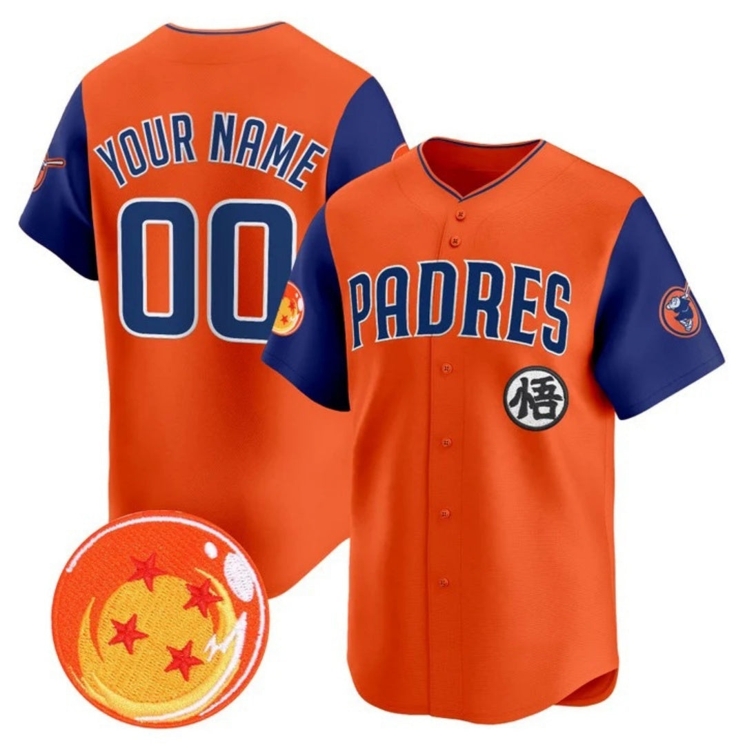 Custom San Diego Padres x Dragon Ball Royal Orange BFRAILEY Vapor Premier Limited Jersey - All Stitched