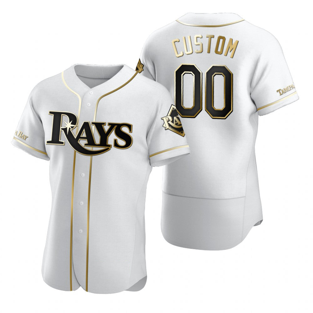 Custom Tampa Bay Rays White BFRAILEY Stitched Flex Base Golden Edition Jersey