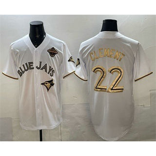 Toronto Blue Jays #22 Ernie Clement White Gold BFRAILEY 2025 American League Champions Limited Stitched Jersey