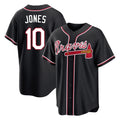 Atlanta Braves #10 Chipper Jones Player Black BFRAILEY Fashion Out Game Stitched Jerseys