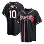 Atlanta Braves #10 Chipper Jones Player Black BFRAILEY Fashion Out Game Stitched Jerseys