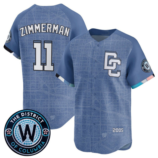 Washington Nationals #11 Ryan Zimmerman Blue BFRAILEY 2025 City Connect Limited Stitched Jersey