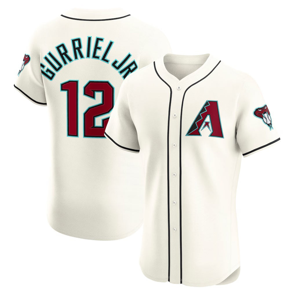 Arizona Diamondbacks #12 Lourdes Gurriel Jr. Cream BFRAILEY Home Elite Jersey