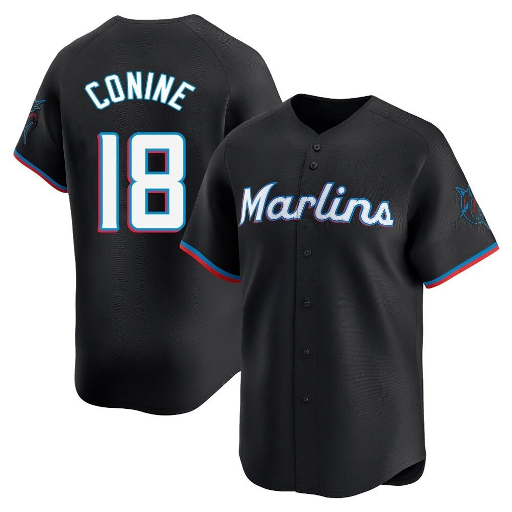 Miami Marlins #18 Griffin Conine Player Black BFRAILEY Home Limited Stitched Jerseys