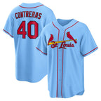 St. Louis Cardinals #40 Willson Contreras Light Blue BFRAILEY Alternate Replica Jersey