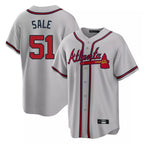 Atlanta Braves #51 Chris Sale Player Gray BFRAILEY Home Game Stitched Jerseys
