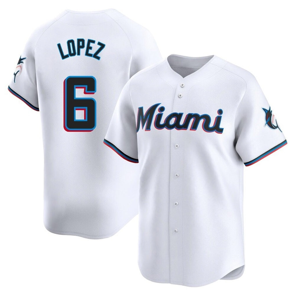 Miami Marlins #6 Otto Lopez Player White BFRAILEY Home Limited Stitched Jerseys