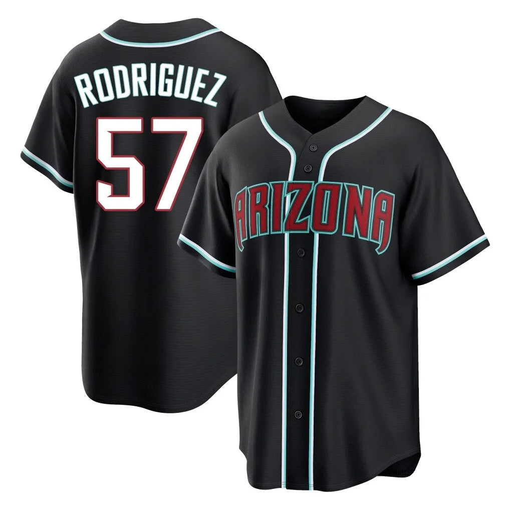 Arizona Diamondbacks #57 Eduardo Rodriguez Player Black BFRAILEY Home Game Stitched Jerseys