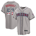 Arizona Diamondbacks #57 Eduardo Rodriguez Player Gray BFRAILEY USA 250 Fourth of July Home Game Stitched Jerseys
