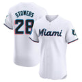 Miami Marlins #28 Kyle Stowers Player White BFRAILEY Home Limited Elite Stitched Jerseys