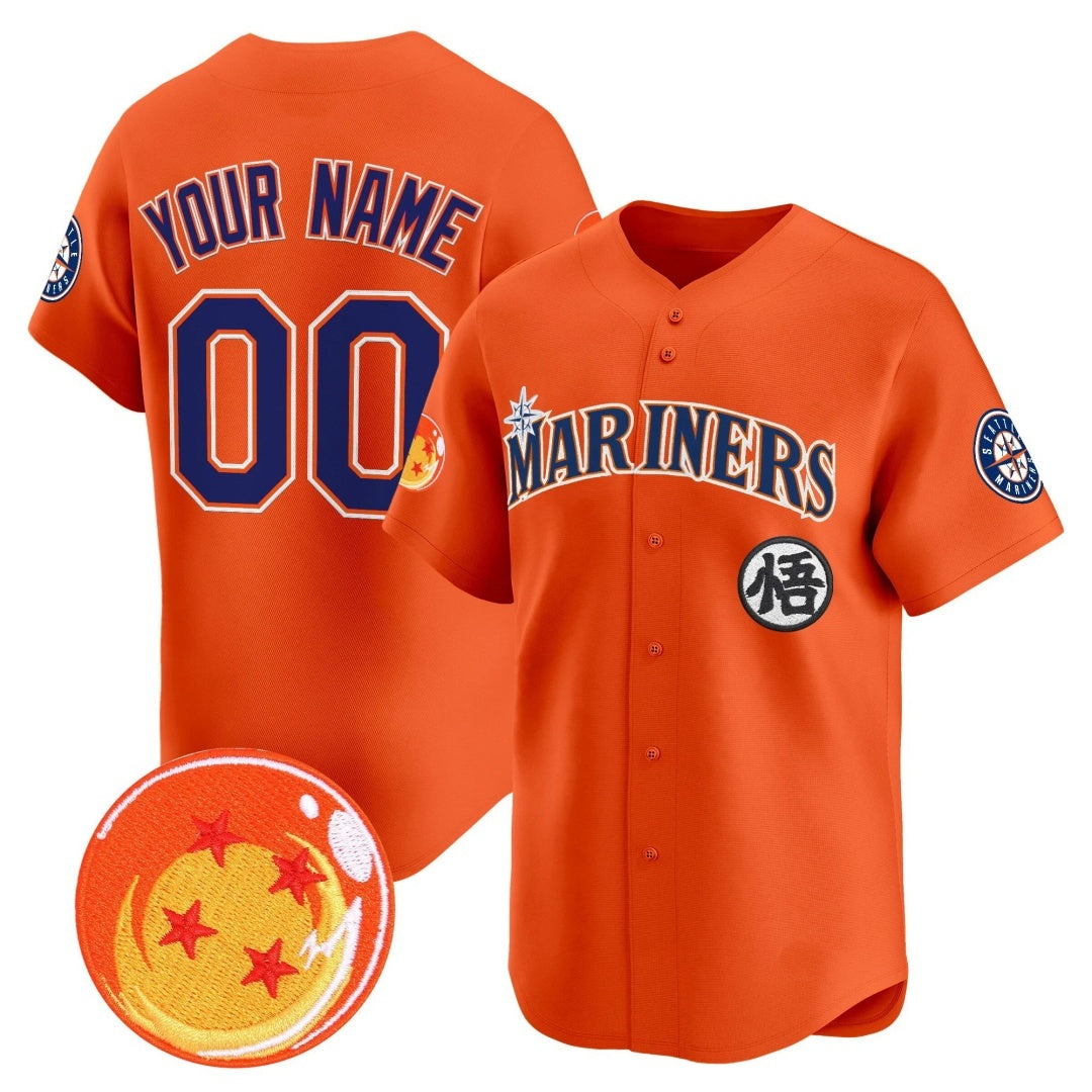 Custom Seattle Mariners x Dragon Ball Orange BFRAILEY Vapor Premier Limited Jersey - All Stitched