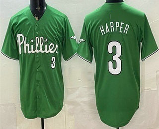 Philadelphia Phillies #3 Bryce Harper Green BFRAILEY Limited Stitched Jersey