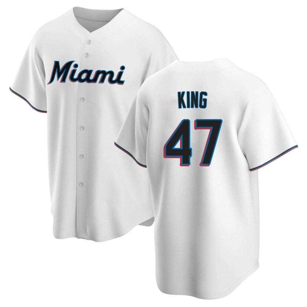 Miami Marlins #47 John King Player White BFRAILEY Home Game Stitched Jerseys