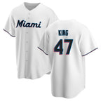Miami Marlins #47 John King Player White BFRAILEY Home Game Stitched Jerseys