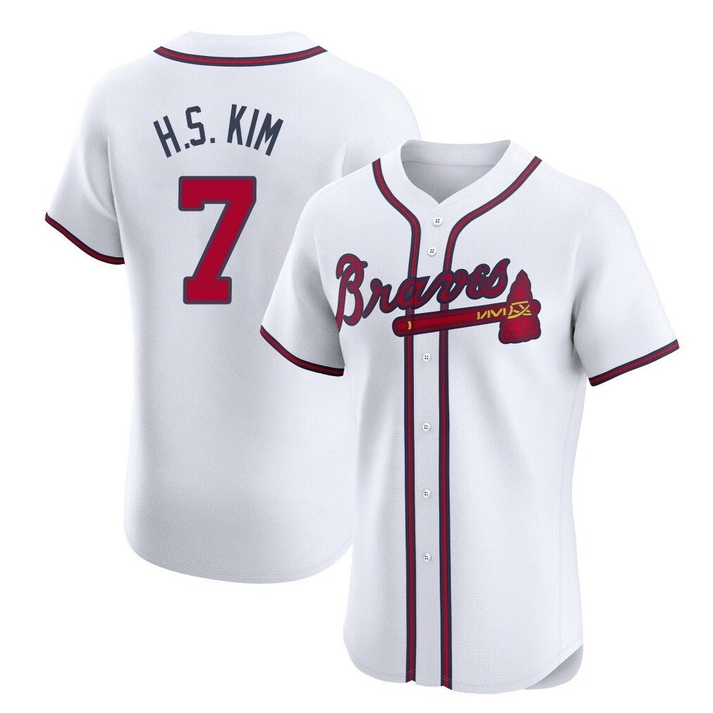 Atlanta Braves #7 Ha-Seong Kim Player White BFRAILEY Limited Elite Home Game Stitched Jerseys