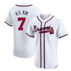Atlanta Braves #7 Ha-Seong Kim Player White BFRAILEY Limited Elite Home Game Stitched Jerseys