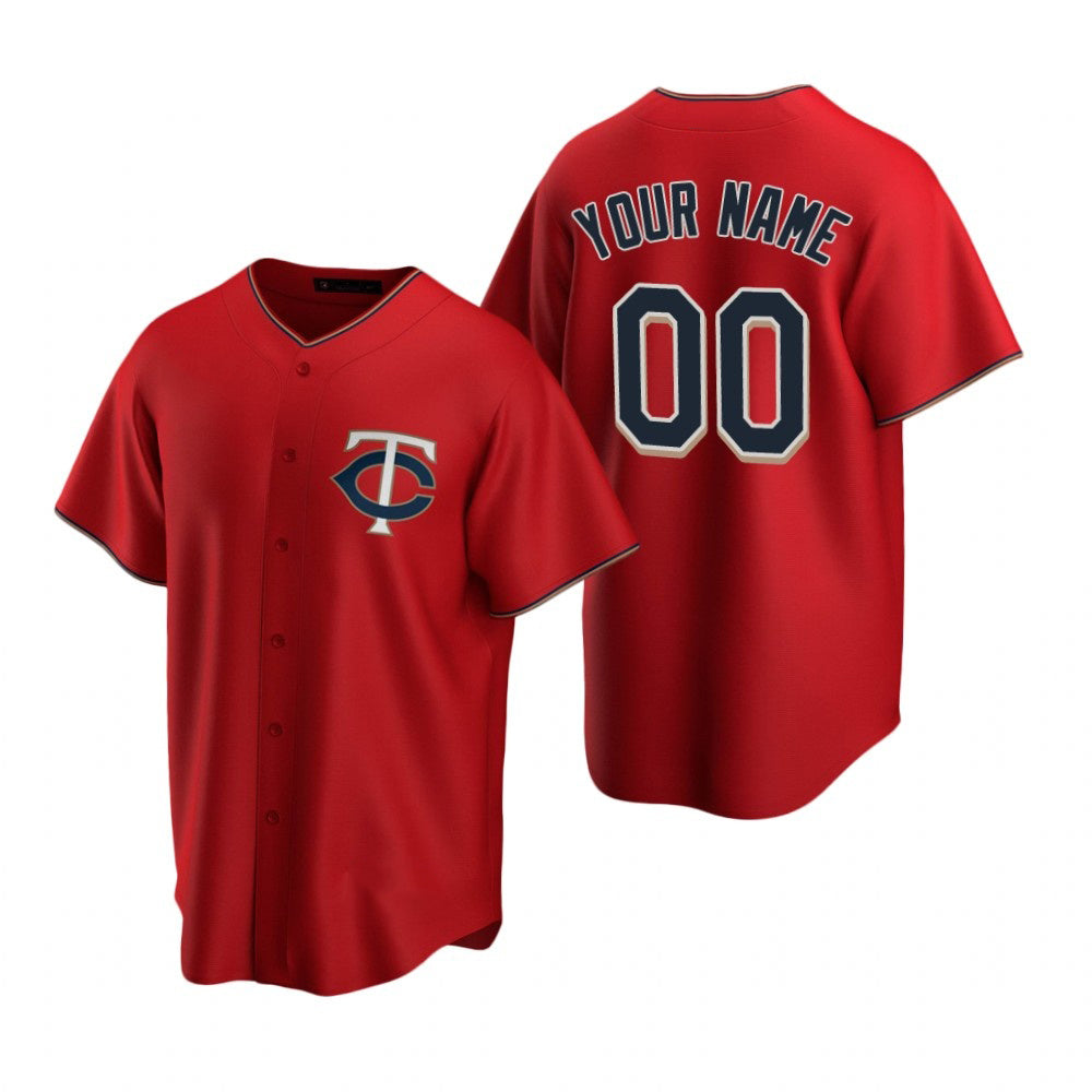Custom Minnesota Twins Red BFRAILEY Stitched Cool Base Jersey