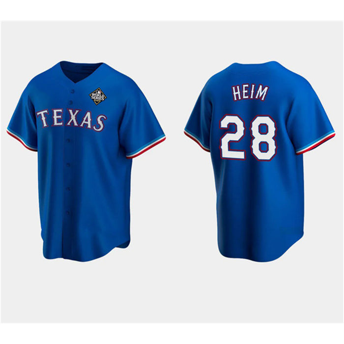 Texas Rangers #28 Jonah Heim Royal BFRAILEY 2023 World Series Stitched Jersey