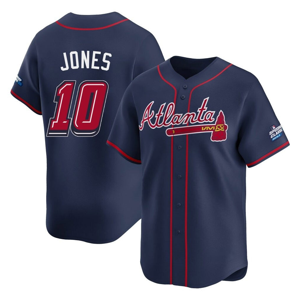 Atlanta Braves #10 Chipper Jones Player Navy BFRAILEY 2025 Speedway Classic Home Game Stitched Jerseys