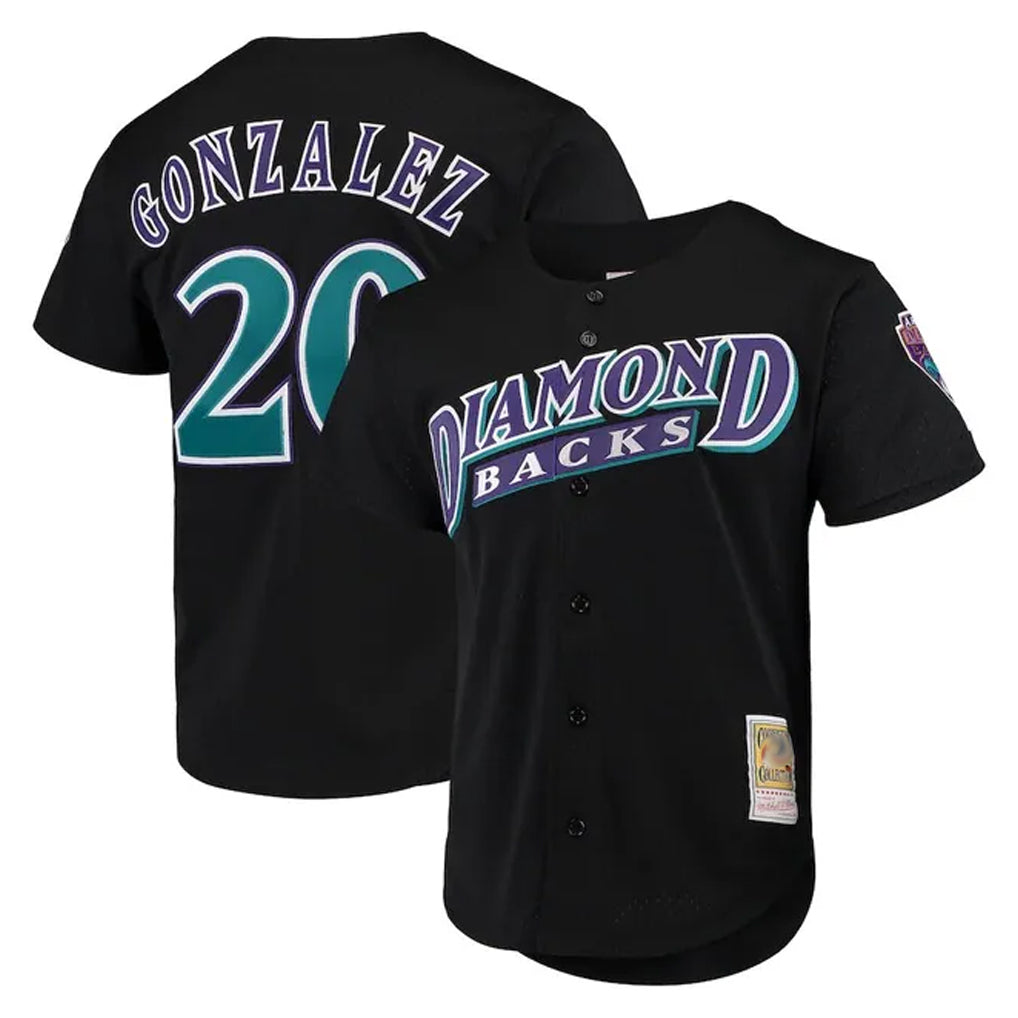 Arizona Diamondbacks #20 Luis Gonzalez Player Black BFRAILEY Mitchell & Ness Throwback Cooperstown Collection Mesh Limited Stitched Jerseys