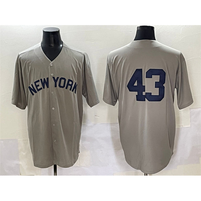 New York Yankees #43 Jonathan Lo¨¢isiga Gray BFRAILEY Cool Base Stitched Jersey