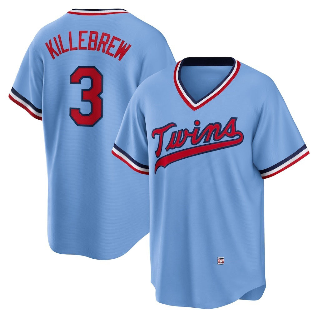 Minnesota Twins #3 Harmon Killebrew Light Blue BFRAILEY Road Cooperstown Collection Player Jersey