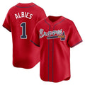 Atlanta Braves #1 Ozzie Albies Player Red BFRAILEY Limited Home Game Stitched Jerseys