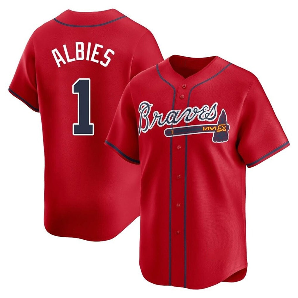 Atlanta Braves #1 Ozzie Albies Player Red BFRAILEY Limited Home Game Stitched Jerseys