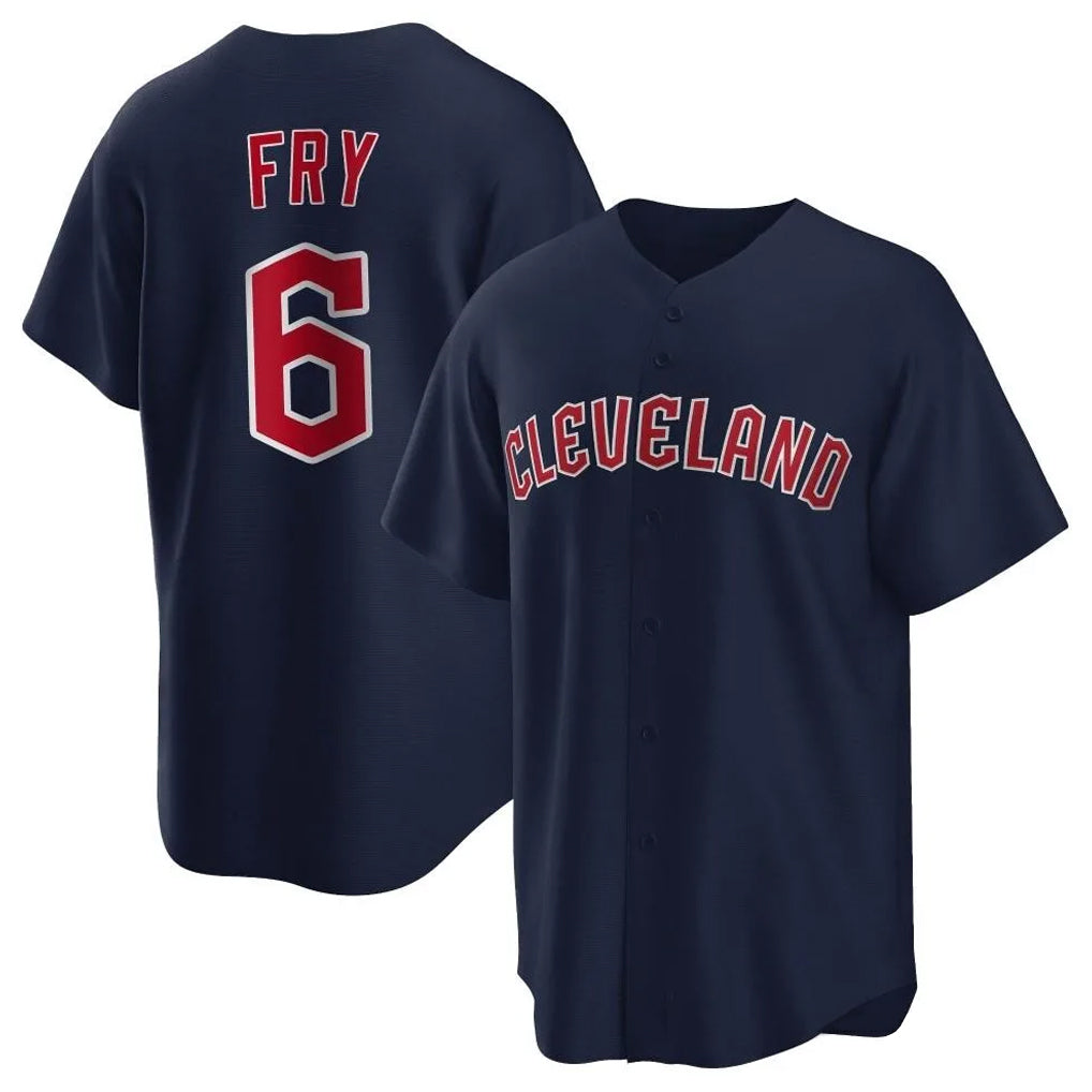 Cleveland Guardians #6 David Fry Player Navy BFRAILEY Game Home Stitched Jerseys