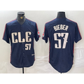 Cleveland Guardians #57 Shane Bieber Number Navy BFRAILEY 2024 City Connect Limited Stitched Jersey 2