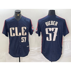 Cleveland Guardians #57 Shane Bieber Number Navy BFRAILEY 2024 City Connect Limited Stitched Jersey 2
