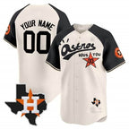 Custom Houston Astros Cactus Jack Style Vapor Premier Limited Jersey ¨C Cream Black BFRAILEY