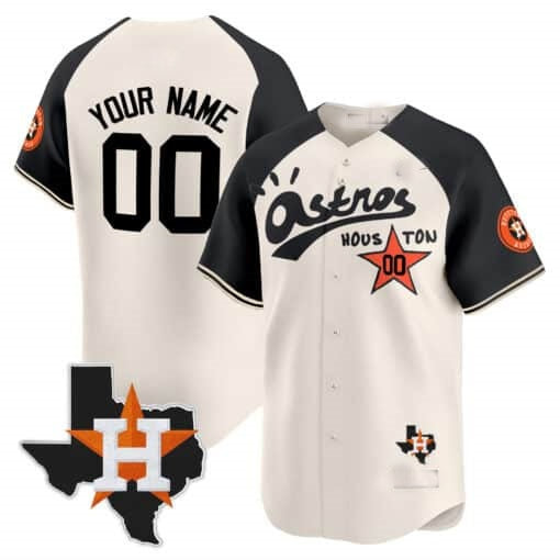 Custom Houston Astros Cactus Jack Style Vapor Premier Limited Jersey ¨C Cream Black BFRAILEY