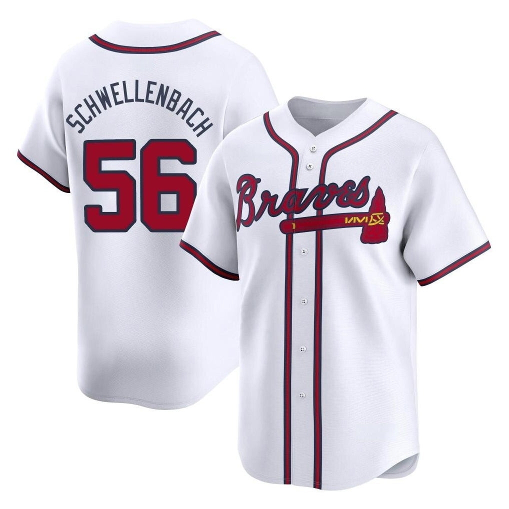 Atlanta Braves #56 Spencer Schwellenbach Player White BFRAILEY Limited Home Game Stitched Jerseys