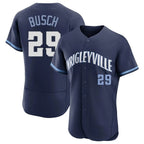 Chicago Cubs #29 Michael Busch Player Navy BFRAILEY City Connect Limited Elite Home Stitched Jerseys