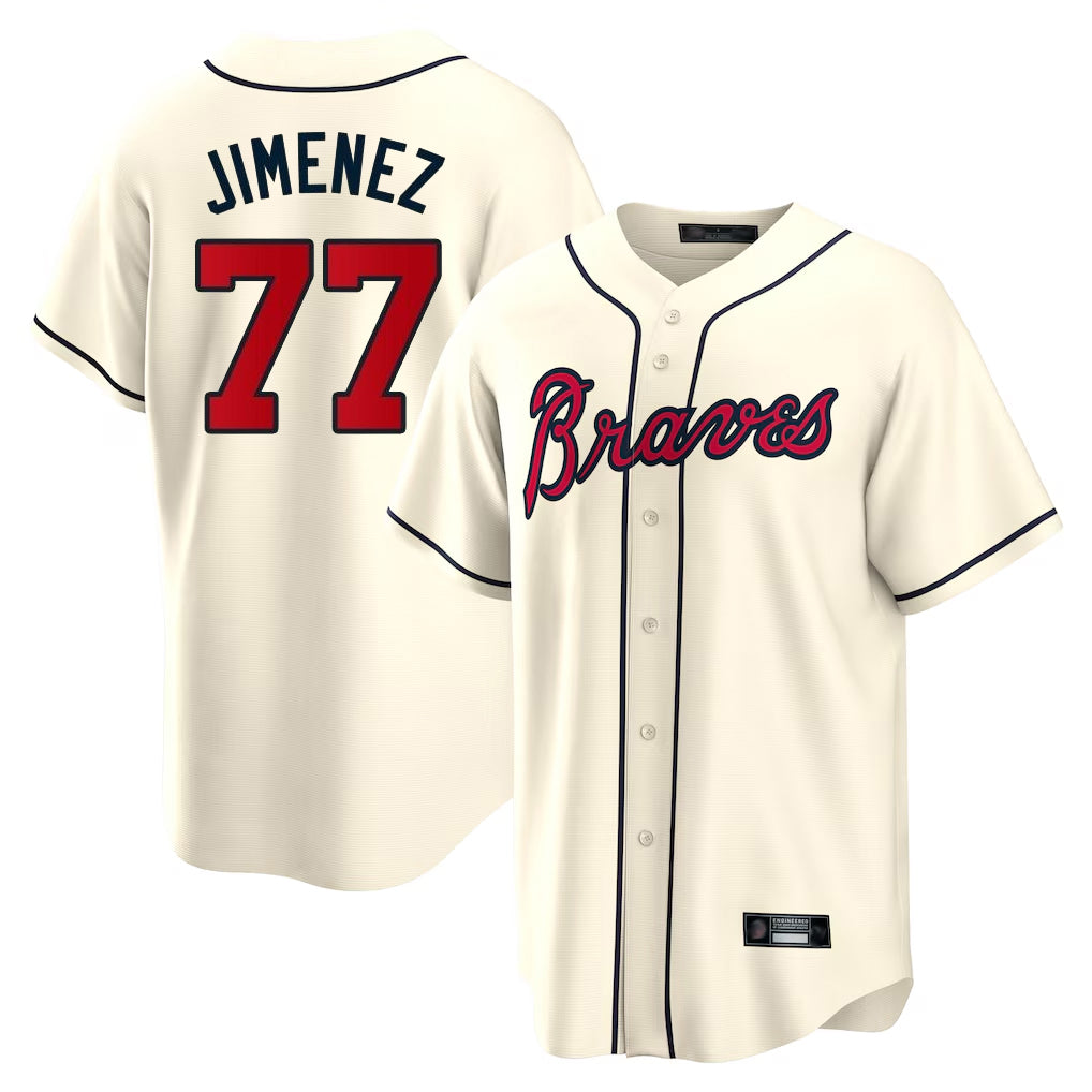 Atlanta Braves #77 Joe Jimenez Player Cream BFRAILEY Home Game Stitched Jerseys