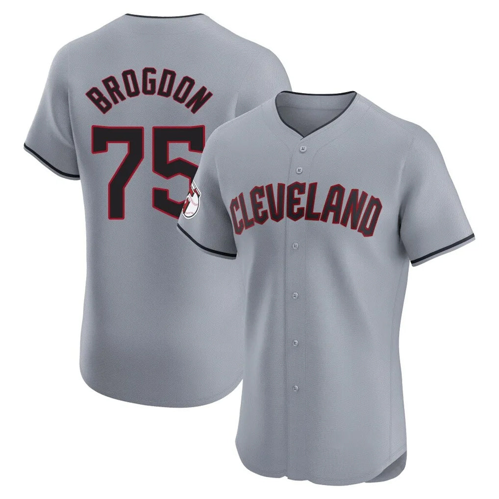 Cleveland Guardians #75 Connor Brogdon Player Gray BFRAILEY Road Limited Elite Home Stitched Jerseys