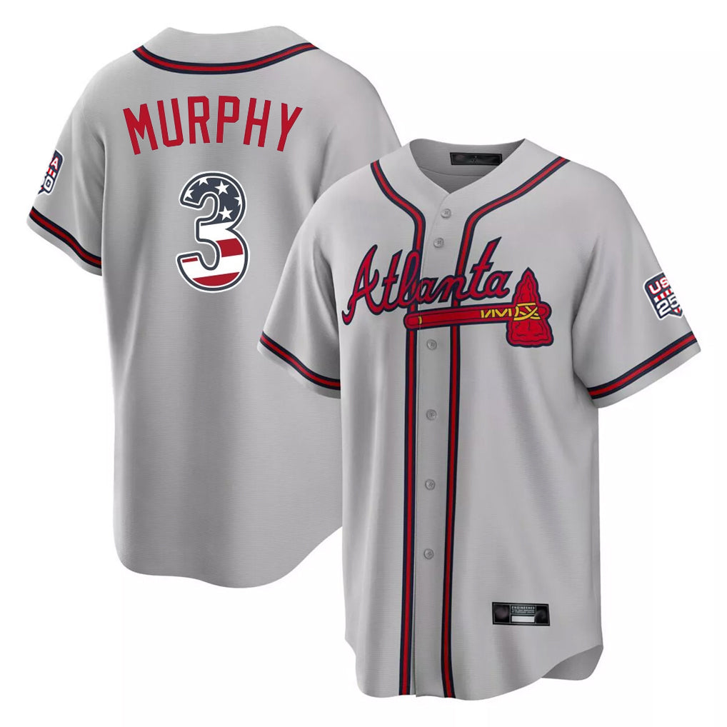 Atlanta Braves #3 Dale Murphy Player Gray BFRAILEY USA 250 Fourth Of July Limited Home Game Stitched Jerseys