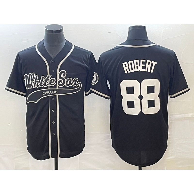 Chicago White Sox #88 Luis Robert Black BFRAILEY Cool Base Stitched Jersey 2