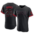 Cincinnati Reds #28 Eugenio Su¨¢rez Player Black BFRAILEY City Connect Limited Elite Home Stitched Jerseys
